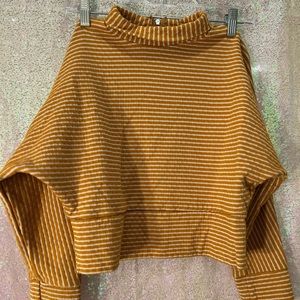 Freddies of Pinwood 50s-inspired Mustard Yellow Striped Top in Large